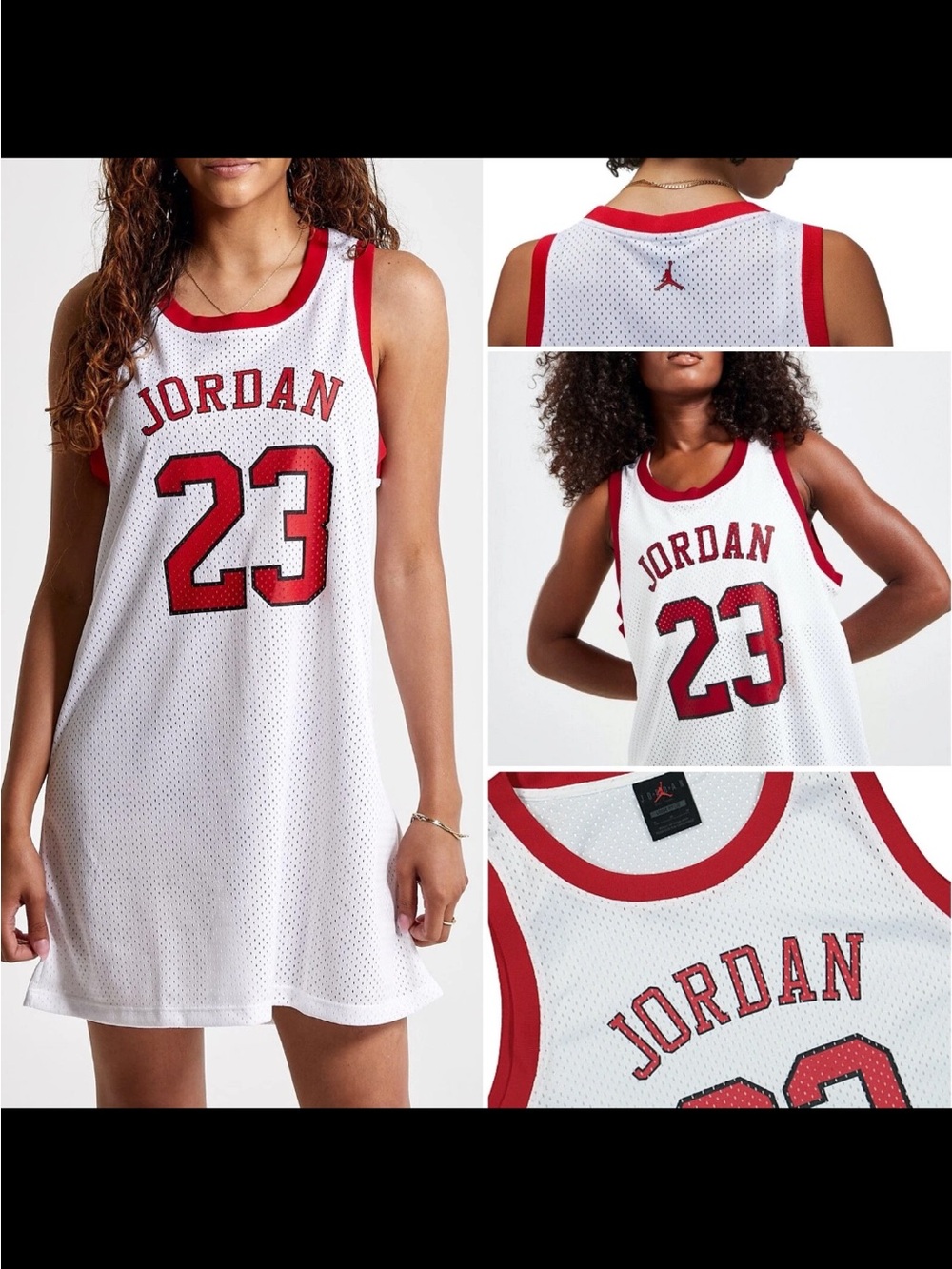 Nike Air Jordan Women's Heritage Jersey Dress #23 | White/Red/Black | S (loose)